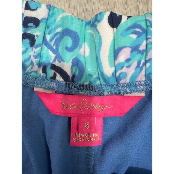 Lilly Pulitzer Mylee Shorts Womens Size 6 Blue Tropical Tie Front Resort - Picture 6 of 7